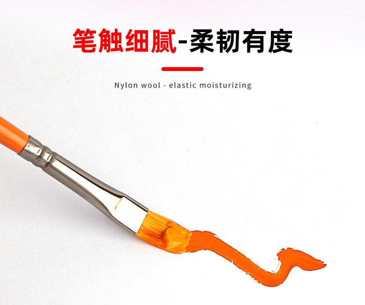 博艺宣五支装木质橙光数字油画笔学生尼龙绘画套装水粉丙烯油画笔详情20
