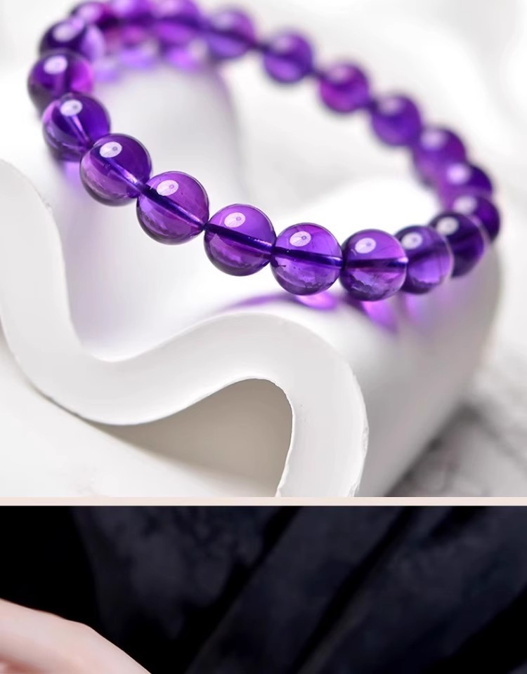 紫水晶手串女男玛瑙玉髓翡翠宝玉石散珠子乌拉圭紫晶东海水晶手链饰品手饰手链详情21
