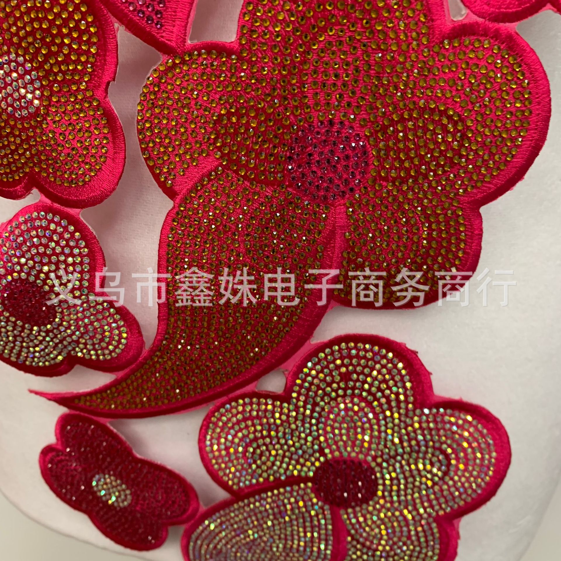 Multi-color adhesive full diamond collar flowers, multi-color large embroidered fabric stickers for stage costumes, opera and animation accessories pic 11