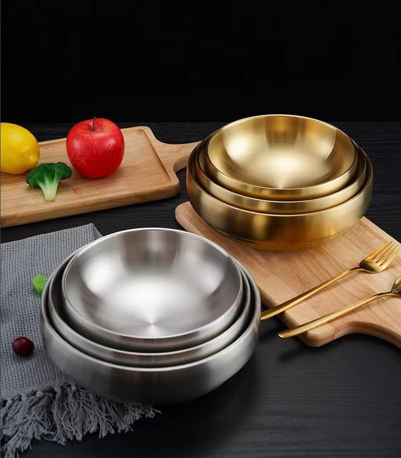 不锈钢冷面碗韩式加厚双层碗金色拉面碗拌饭汤碗螺蛳粉碗沙拉碗详情5