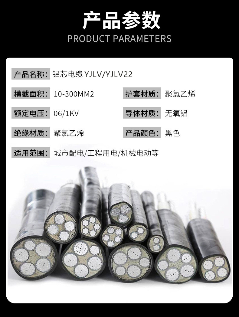 国标YJLV22铝芯电缆25/35/50低压电力电缆铠装铝电线地埋铝芯电缆详情3