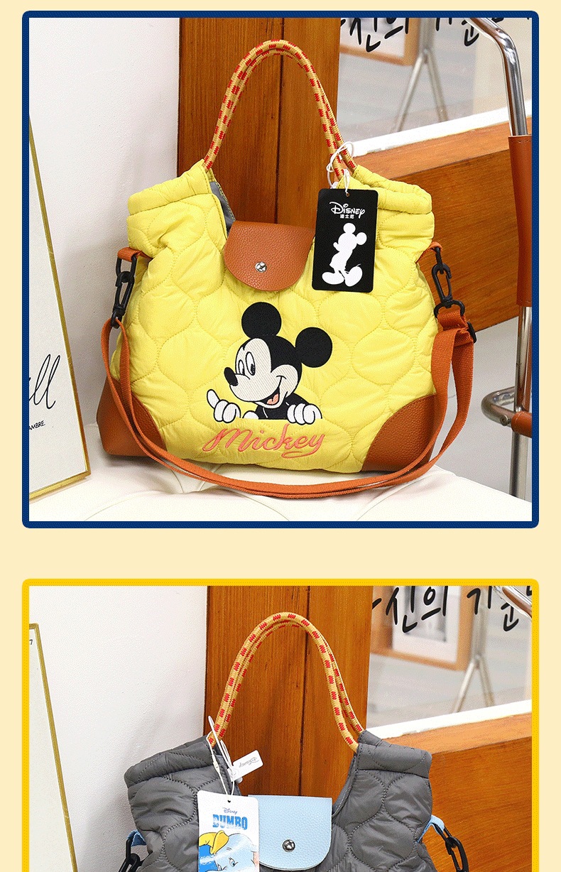 2025新款米奇刺绣绗缝包包女卡通时尚尼龙环保休闲手提旅行单肩包详情11