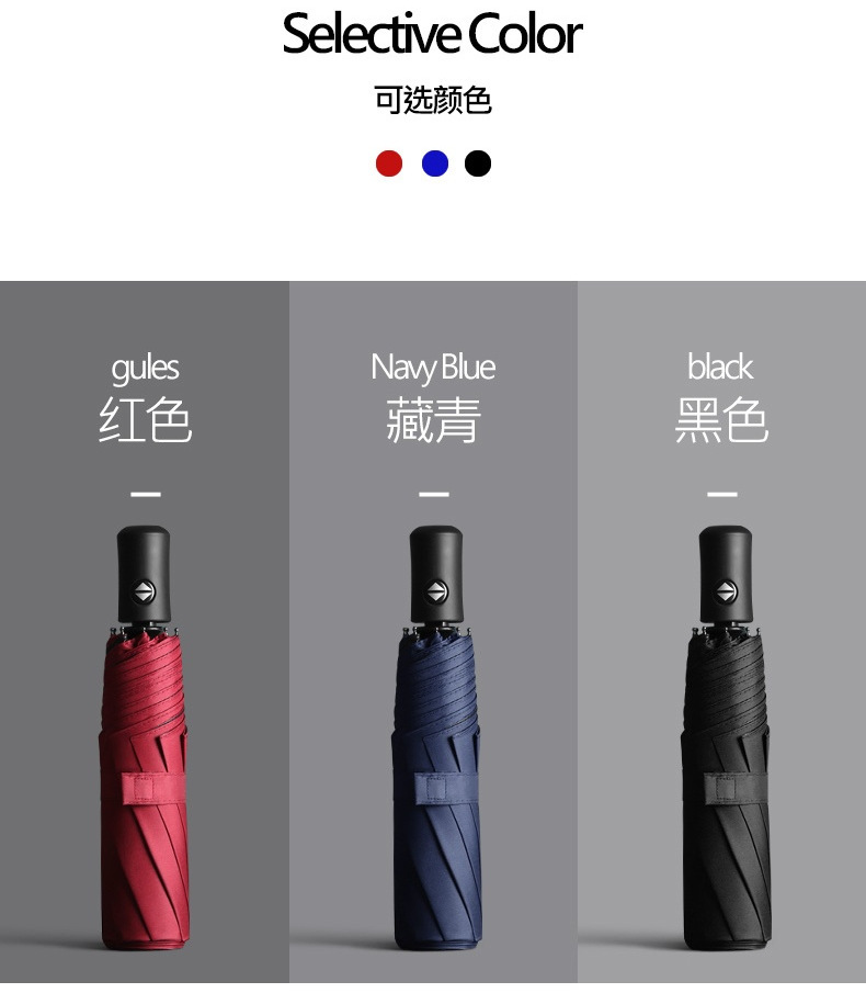 三折8骨全自动广告印刷logo雨伞 遮阳晴雨商务礼品伞折叠雨伞详情4