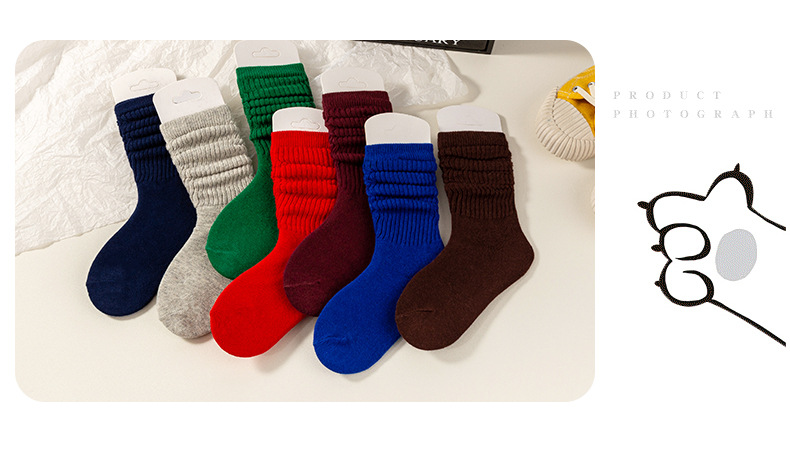 2025儿童秋季袜子新款婴儿袜纯色中筒袜堆堆袜宝宝男女童纯棉袜子详情20