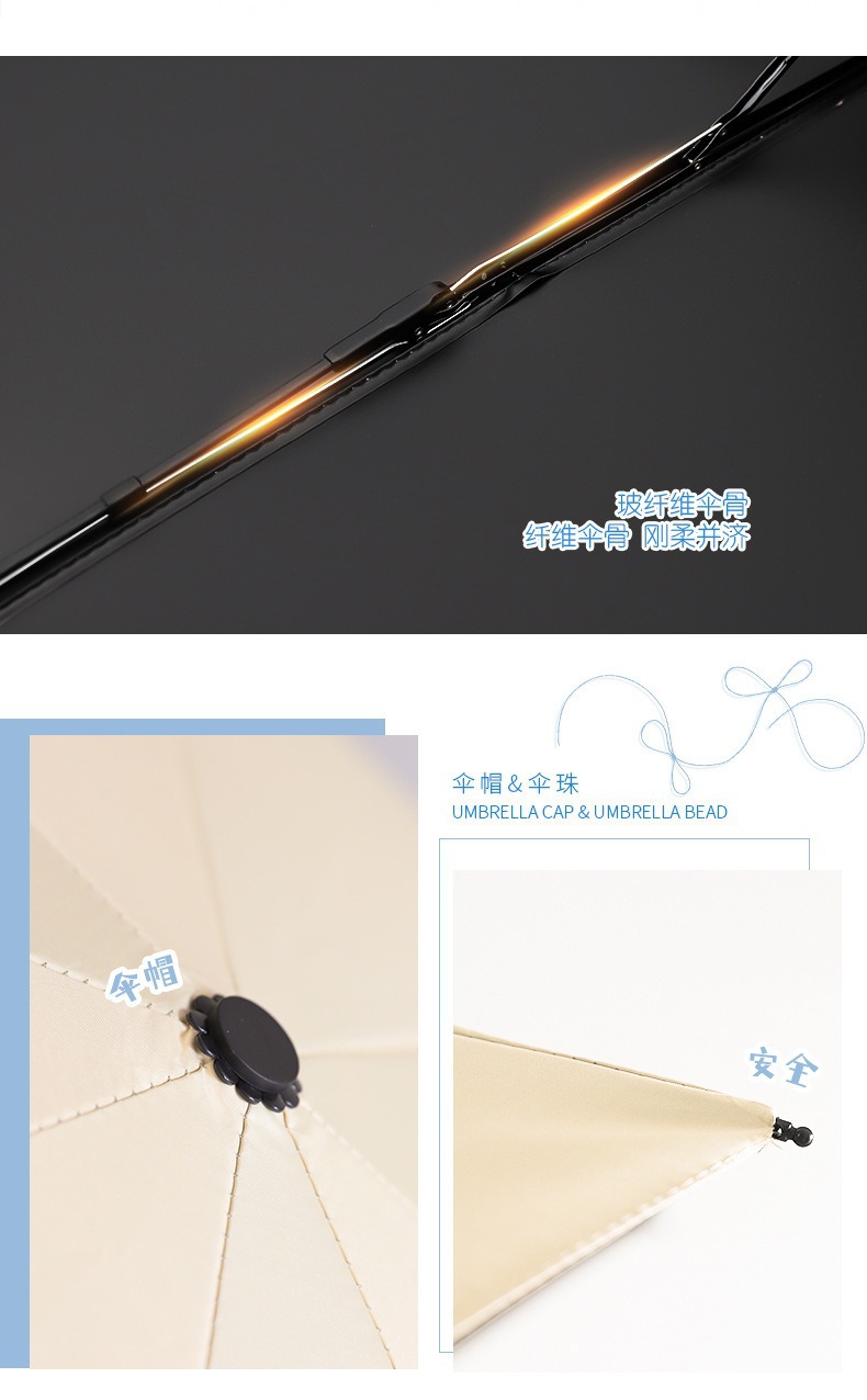 木柄刻字黑胶折叠太阳伞女晴雨两用遮阳伞礼品广告伞批发定制logo详情13