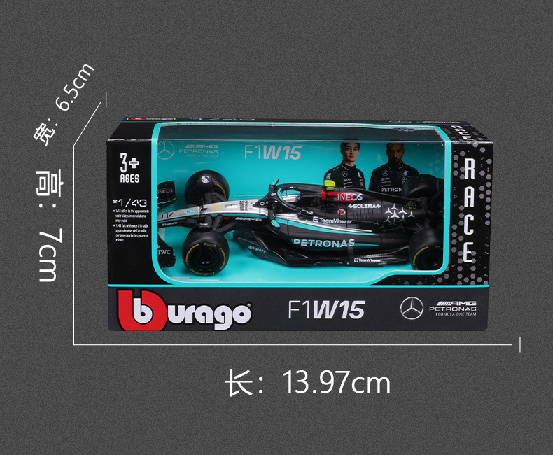 2024 1:43 scale simulation Mercedes-Benz w15 racing car model alloy car model AMGF1 formula toy wholesale pic 4