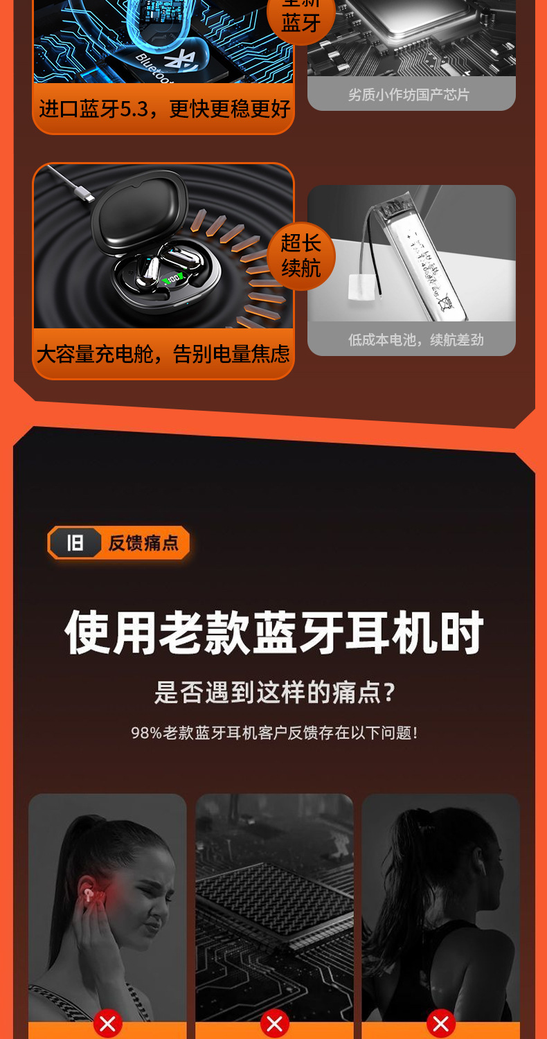 Open Bluetooth headphones, no pain after long-term use during exercise, AI intelligent translation headphones, brand new Bluetooth 5.4 pic 5