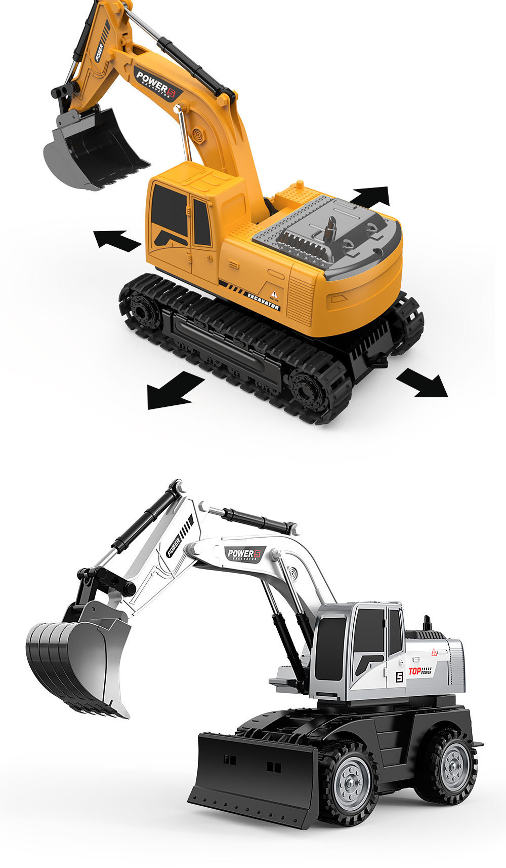 Alloy engineering vehicle, electric remote control excavator, 11-way excavator, truck, reciprocating bulldozer, inertial toy pic 17