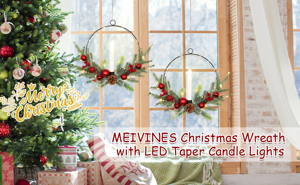 跨境圣诞节烛台花环仿真松针带松果门挂墙饰家居节庆气氛布置壁挂详情1