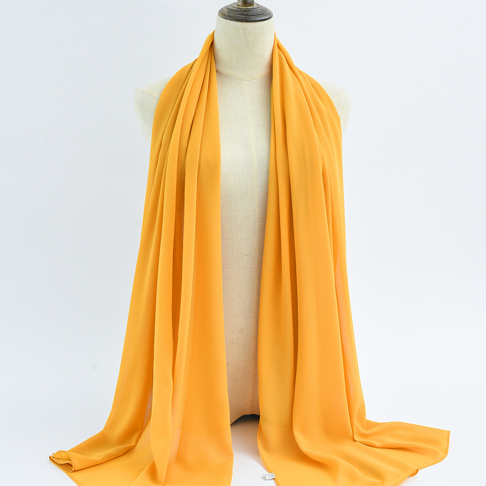 132S en stock solo color perla chiffon pañuelo de burbuja turbante para mujeres pañuelo largo bufanda seda para mujeres 70*180 oriente medio turbante pic 11