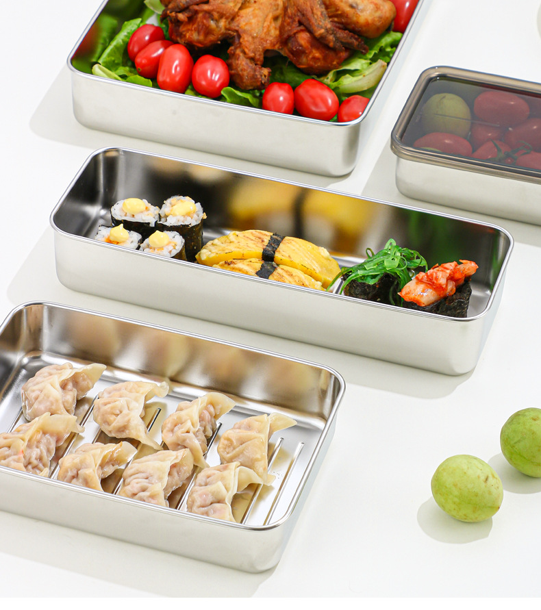 亚马逊食品级不锈钢饺子盒日式食物培根盒冰箱冷藏专用保鲜盒烘焙详情33
