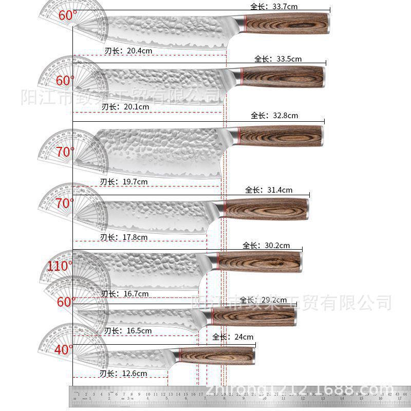 锤纹12 件套日本刀具牛津布套装 德国不锈钢厨房厨师刀三德刀详情11