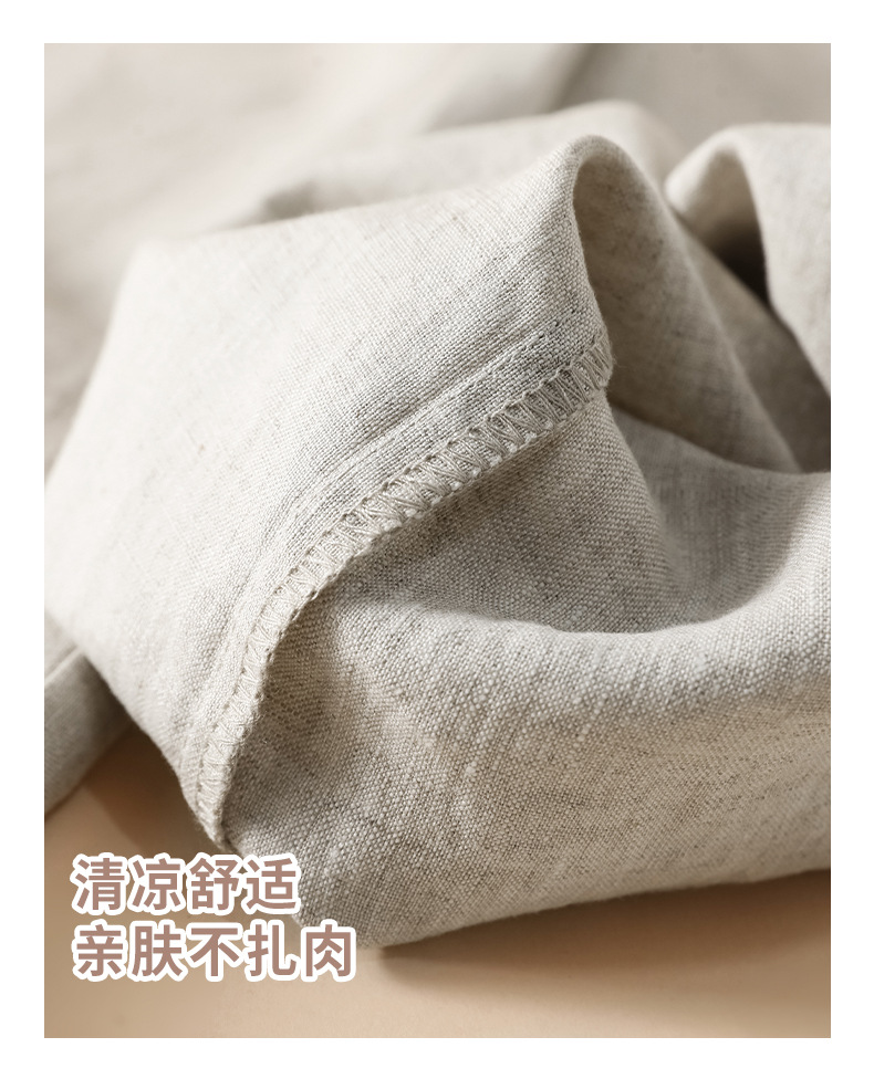 女士休闲裤纯亚麻裤子女夏季薄款阔腿裤女2025新款高腰垂感直筒裤详情25