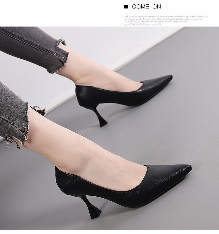 高跟鞋2024韩版浅口职业工作鞋两穿细跟尖头春秋季百搭单鞋女潮详情26