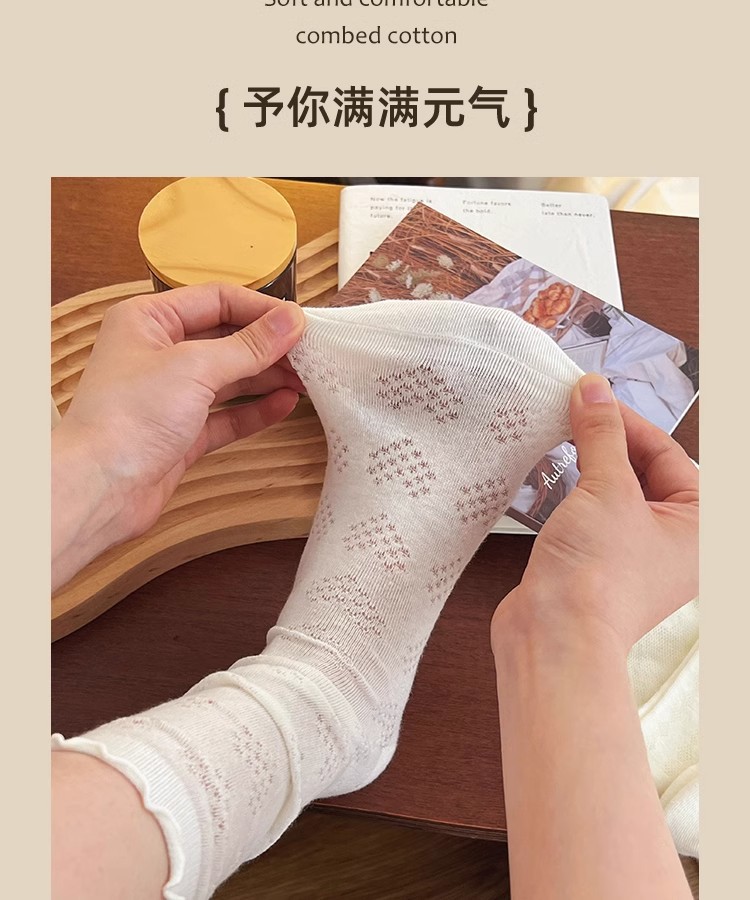 Белые деревянные чулки jk women special socks-women с золотым летом тонкой упаковки связывают милые стопки чулок pic 7