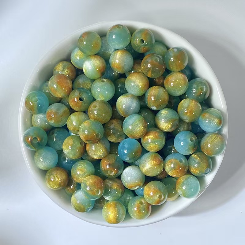 国风油画系列鎏金圆珠树脂珠子diy手工圆珠散珠手链串珠饰品配件详情11