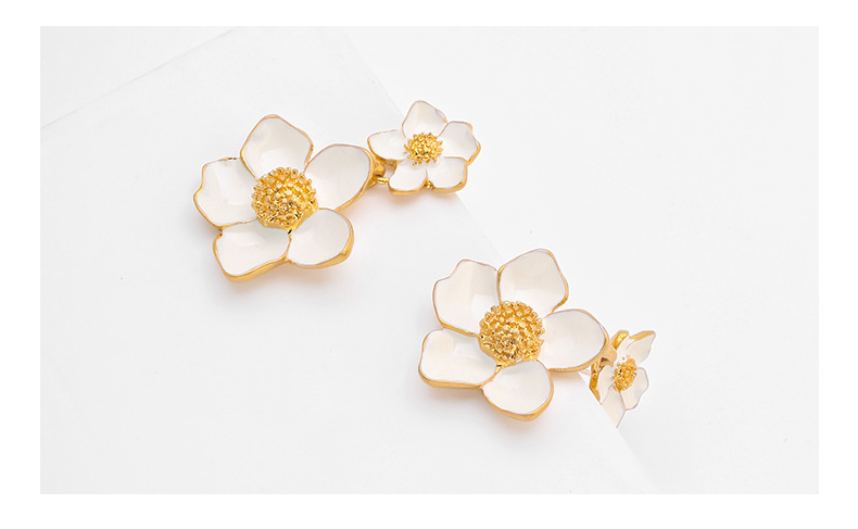 国风精致优雅花朵耳环气质高级感中古耳钉滴釉珐琅复古耳饰耳钉女详情18