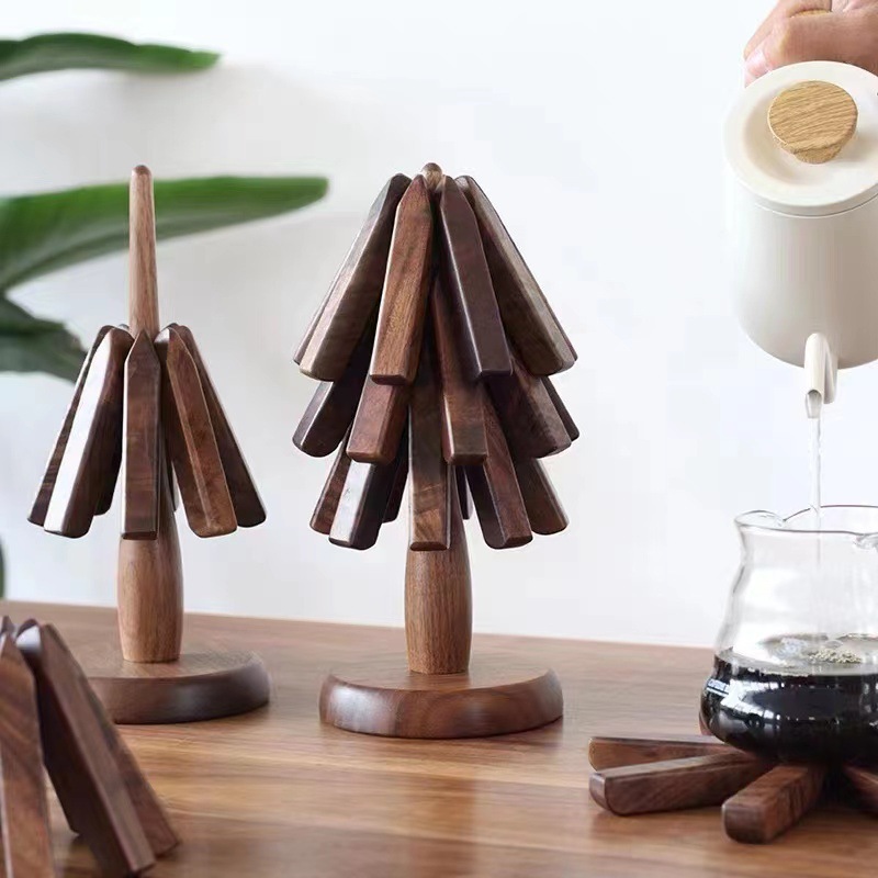 一棵树杯垫实木桌面隔热垫小树林杯垫防烫餐垫原木茶托可爱桌面摆详情3