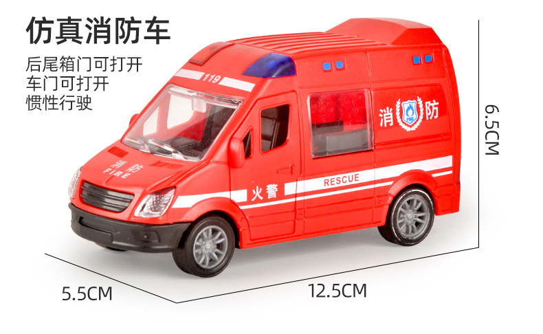 跨境惯性玩具车救护车警车消防车男孩女孩儿童玩具可开门汽车模型详情9