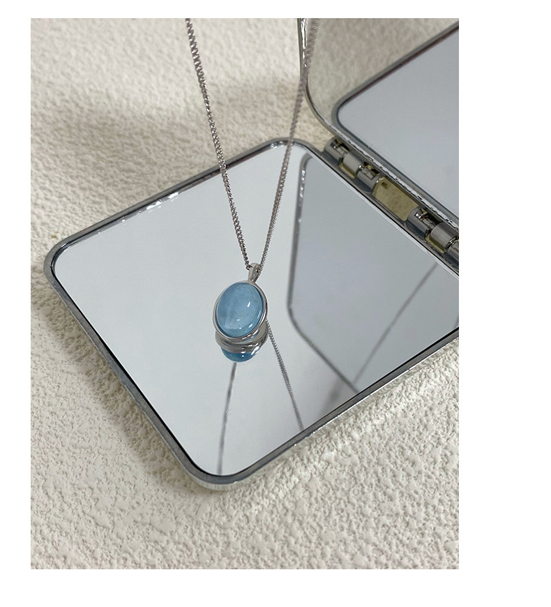 月光石海蓝宝项链女2025年新款轻奢小众锁骨链女蛇骨链毛衣链配饰详情16