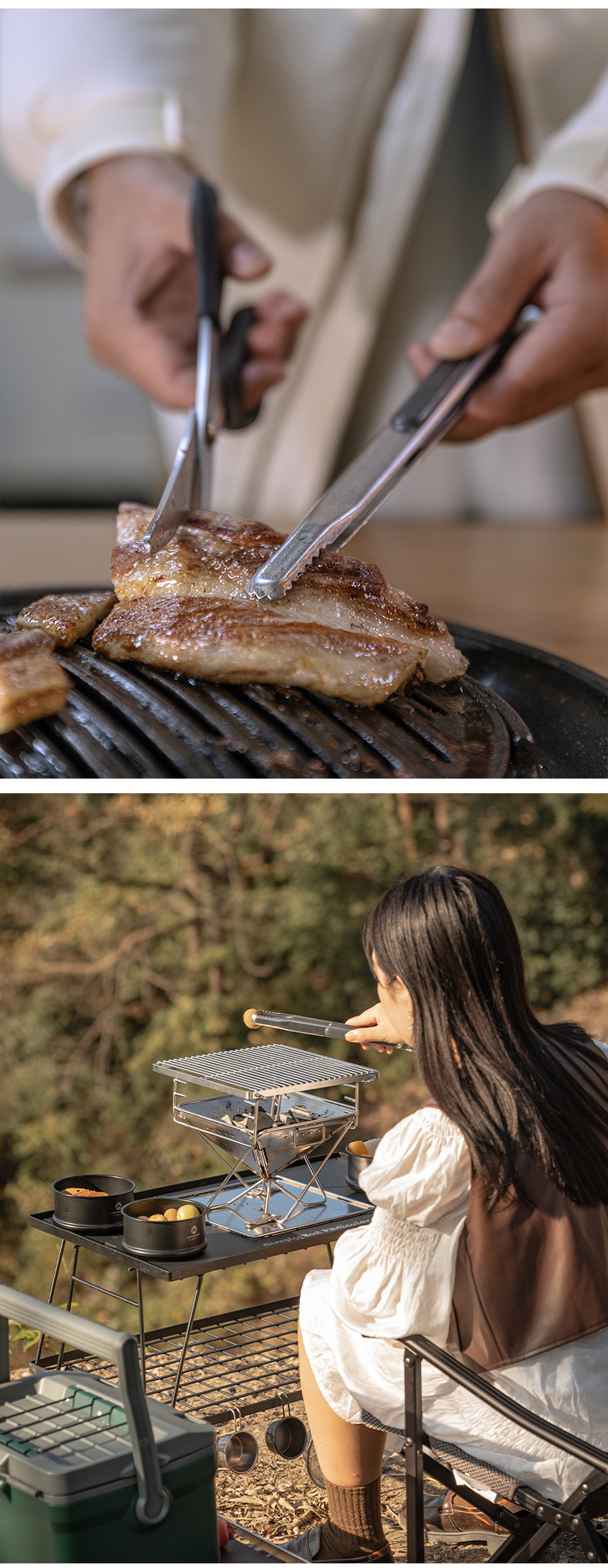 Koman SJ10 thickened 304 stainless steel barbecue tongs, anti-scald Korean food bread barbecue tongs pic 9