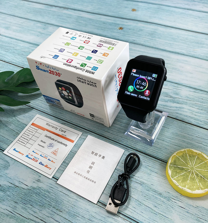 W008智能手表蓝牙插卡通话手表运动计步来电信息提醒智能手表工厂详情1