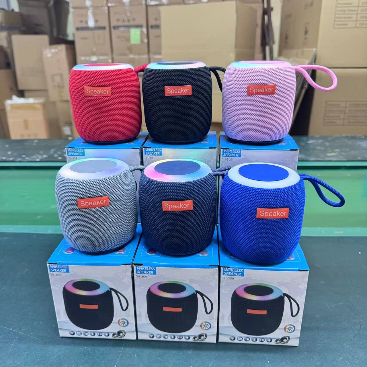 Cross-border 309 Bluetooth speaker, outdoor cycling wireless portable card-inserting subwoofer, home ambient light, desktop speaker pic 2