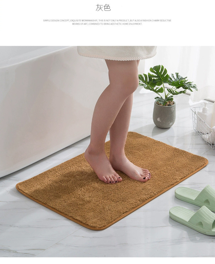 跨境仿羊绒卫生间脚垫纯色吸水防滑方形毛绒浴室地垫简约地毯详情12