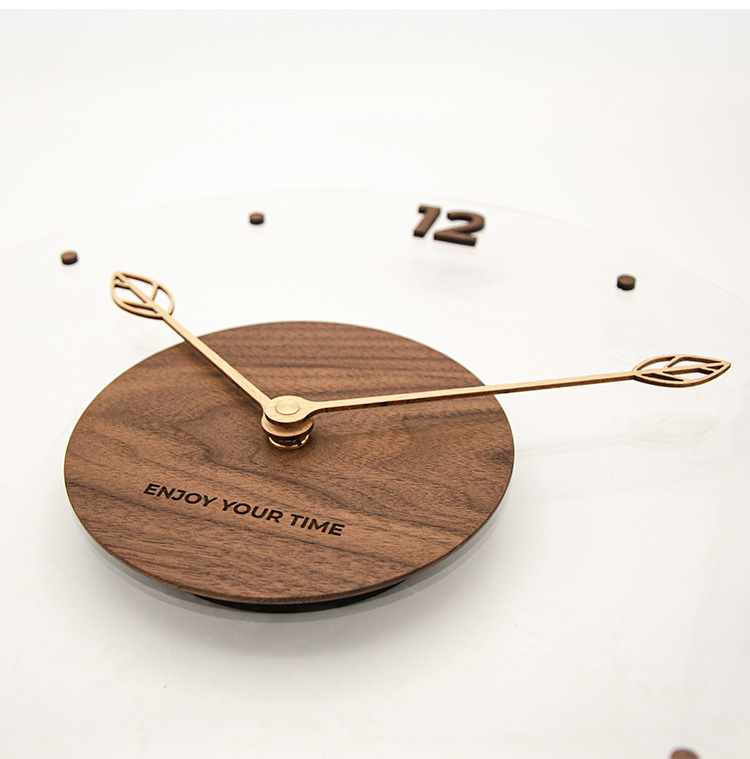 Simple Nordic Wall Clock, creative solid wood acrylic glass home living room wall clock, decorative wall clock pic 6