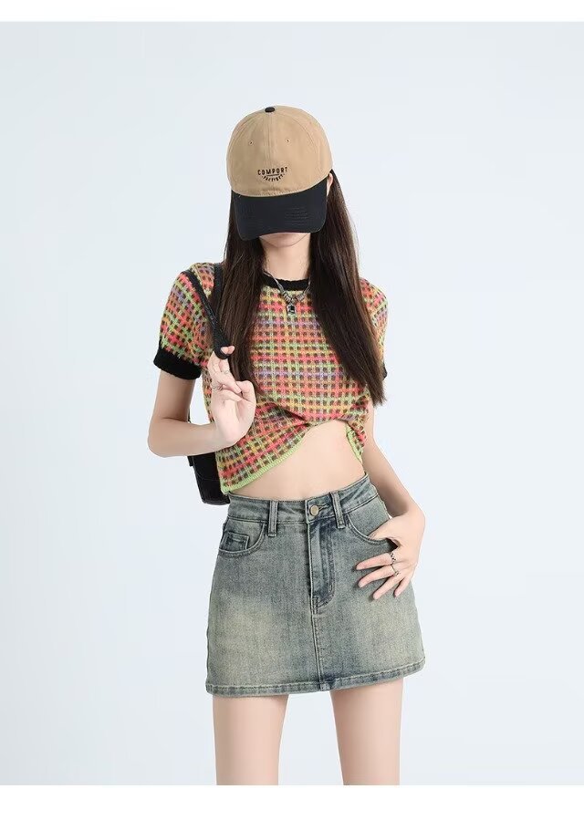 复古辣妹牛仔短裙女2025夏季小个子高腰显瘦带内衬百搭a字包臀裙详情5