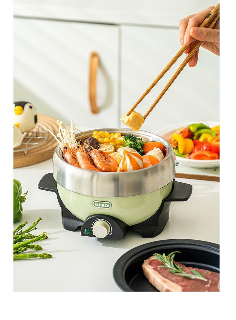 SOIKOI司崎库电煮锅五件套多功能双人轻食乌龟锅电热电炒锅蒸煮锅详情6
