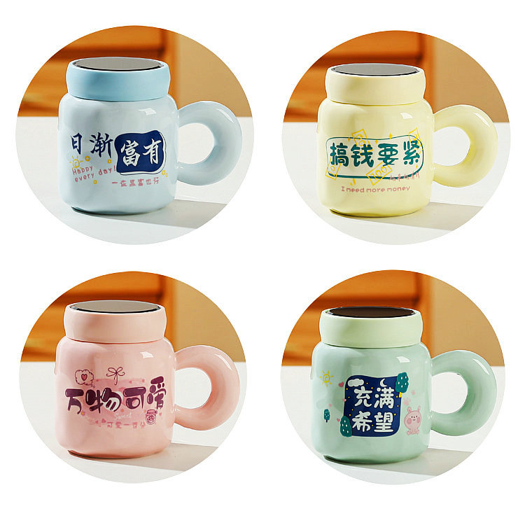 Creative ceramic cups, large-capacity water cups, home and office cups, company team-building souvenirs, mug sets, gift boxes pic 3