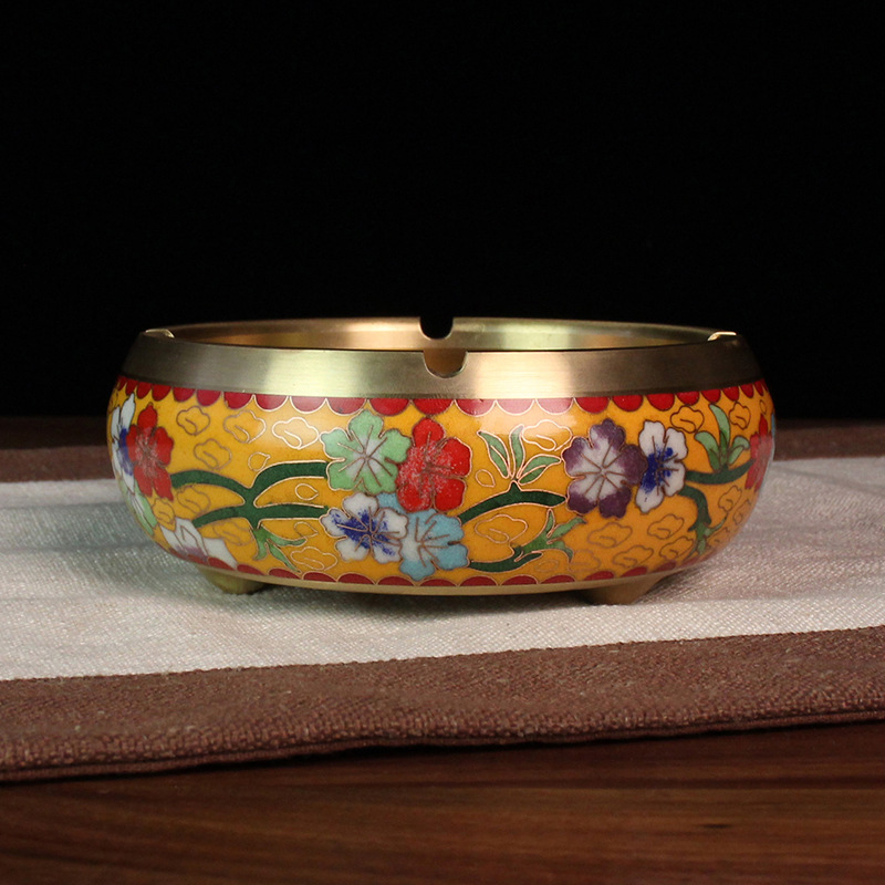 Beijing Cloisonne craft cultural gift and decorative items, traditional cast copper filigree low-temperature enamel ashtrays pic 14