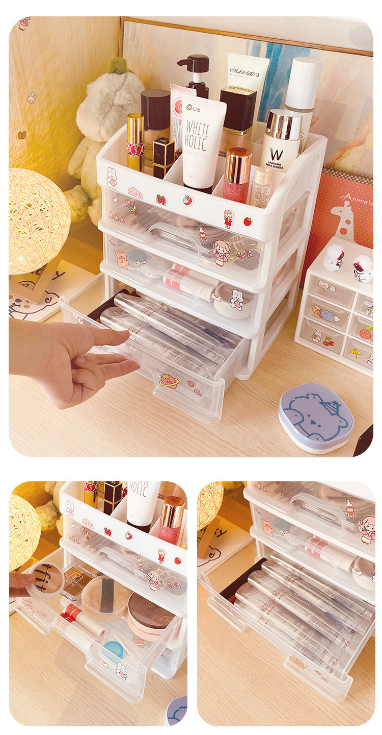Desktop storage box, multi-layer cosmetic storage box, dressing table box, plastic storage rack, a must-have for student dormitories pic 12