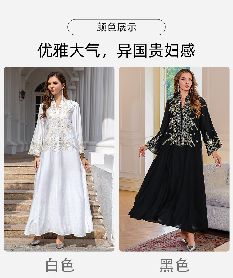 En stock europa y américa crossover musulmán mujer robe Medio Oriente dubai vestido abaya bordado robe grande vestido de noche pic 8