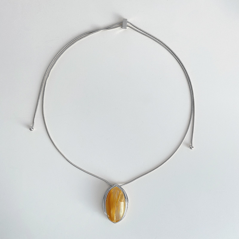 天然茶晶可调节吊坠项链铜镀真金耳钉戒指轻奢小众设计高级感项女详情12