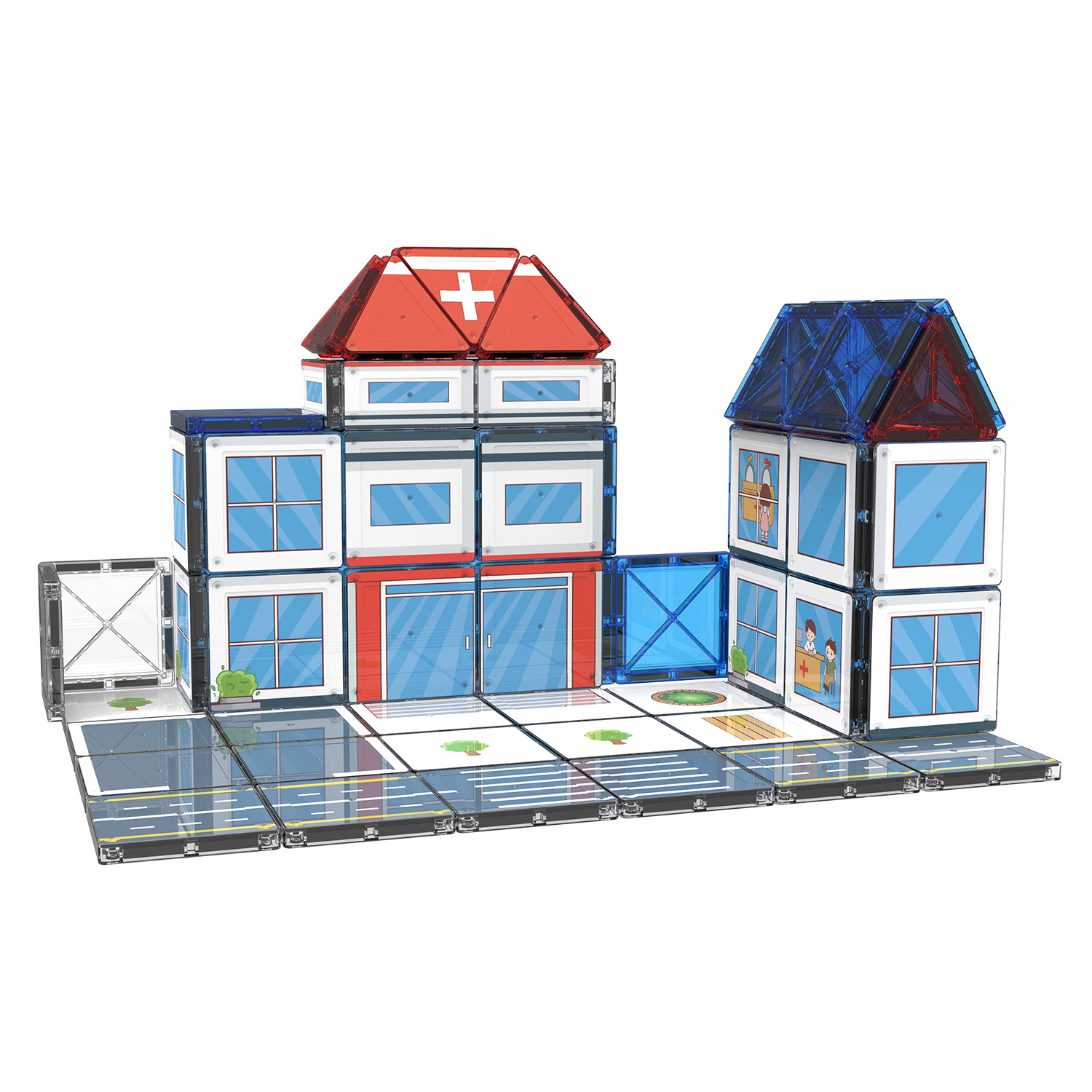 跨境儿童磁力片积木警察主题交通指挥灯早教磁力积木拼搭玩具批发详情5