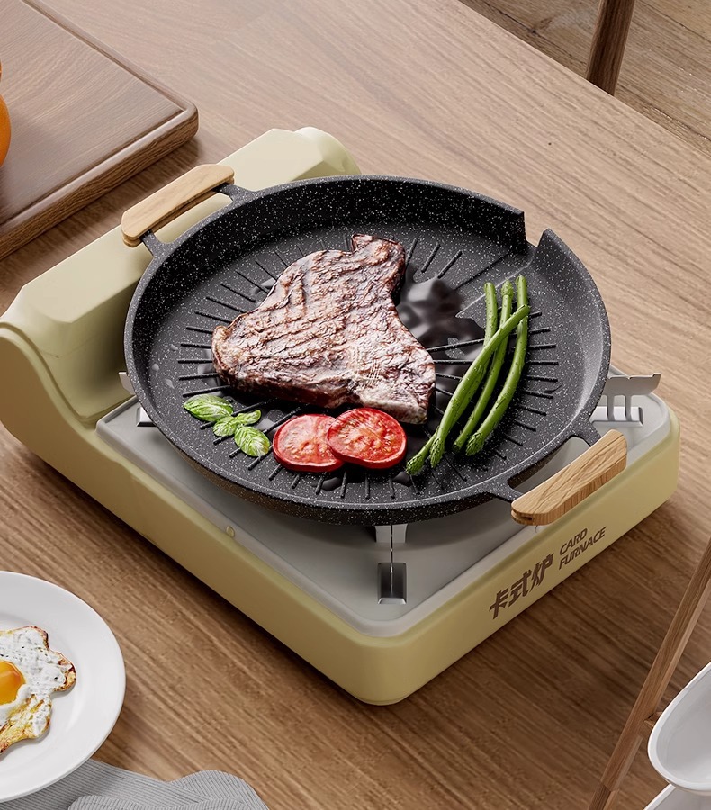 不粘电磁炉韩式麦饭石卡式炉户外家用烤肠烤鱼烤肉格林烤盘详情5