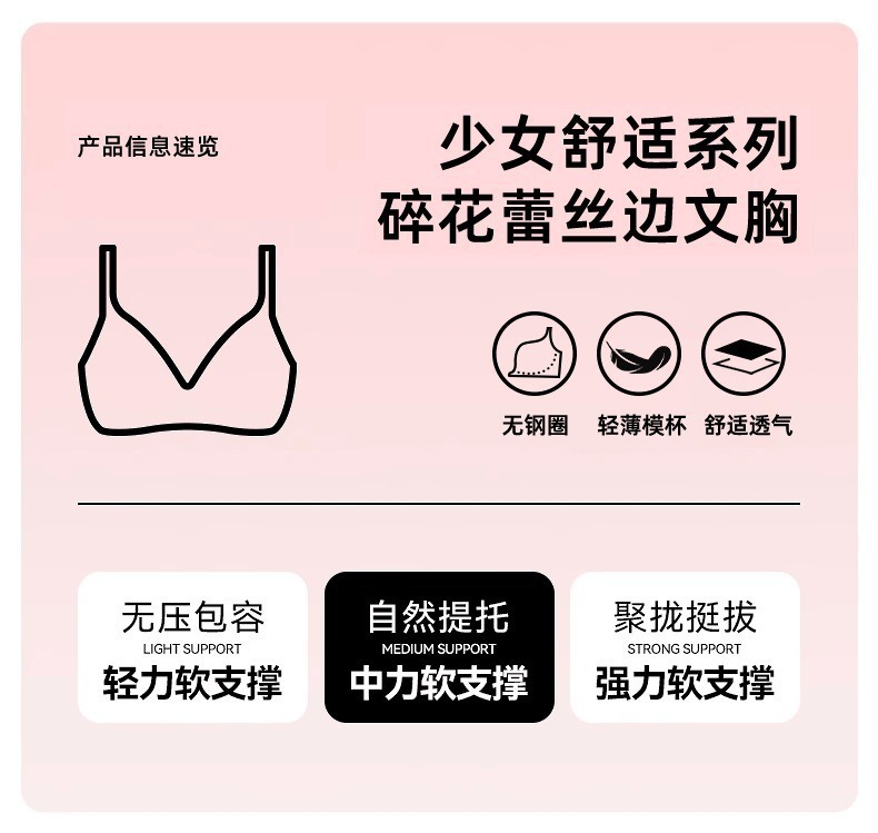 This seamless and rip-free lingerie exudes a girlish charm, offers a comfortable nude feel, gathers the accessory breasts, and features a French floral print anti-sagging bra cover pic 1