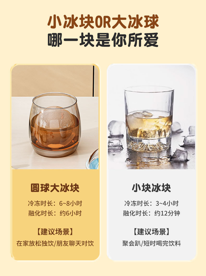 Ice hockey mold with round ears, spherical ice cubes, ice cube trays, whisky, household food-grade silicone ice cube mold pic 4