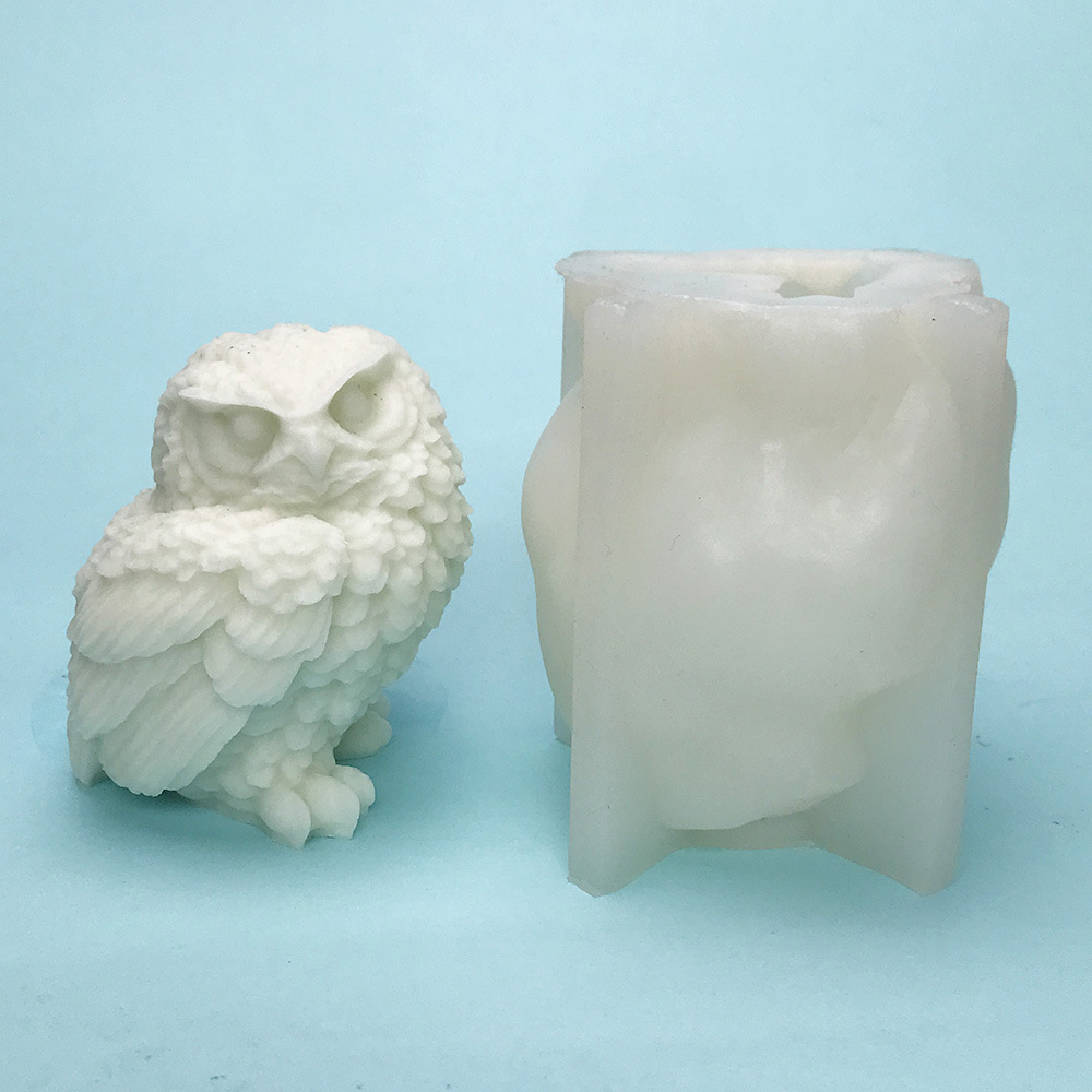 新品猫头鹰蜡烛硅胶模具香薰石膏立体动物模滴胶摆件磨具工厂8327详情4