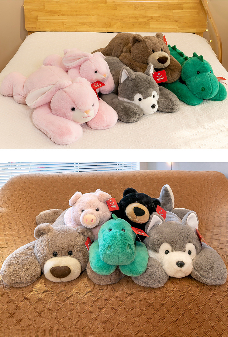 aurora软趴趴熊毛绒玩具恐龙猪哈士奇公仔抱抱熊玩偶睡觉抱枕批发详情18