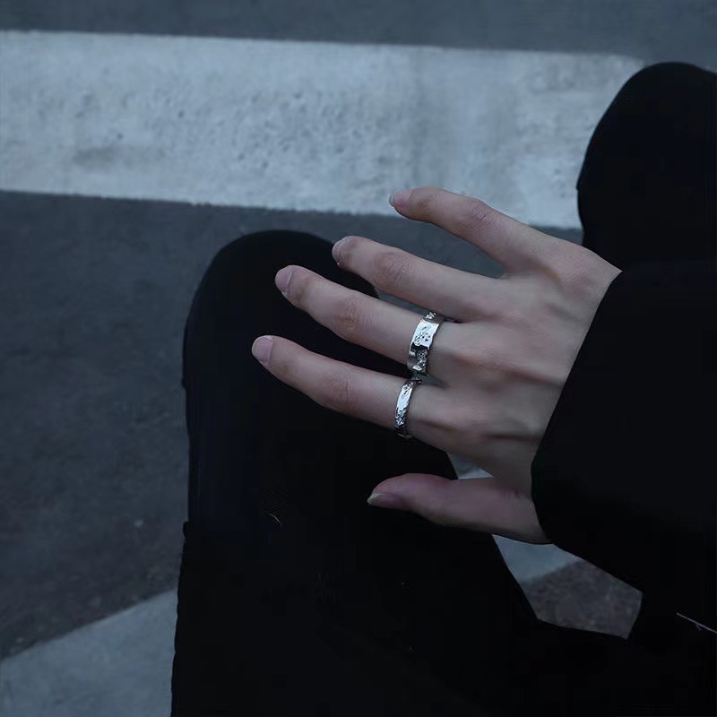 韩版破碎的理论二代/原创925纯银戒指不掉色小众男女高级情侣对戒详情3