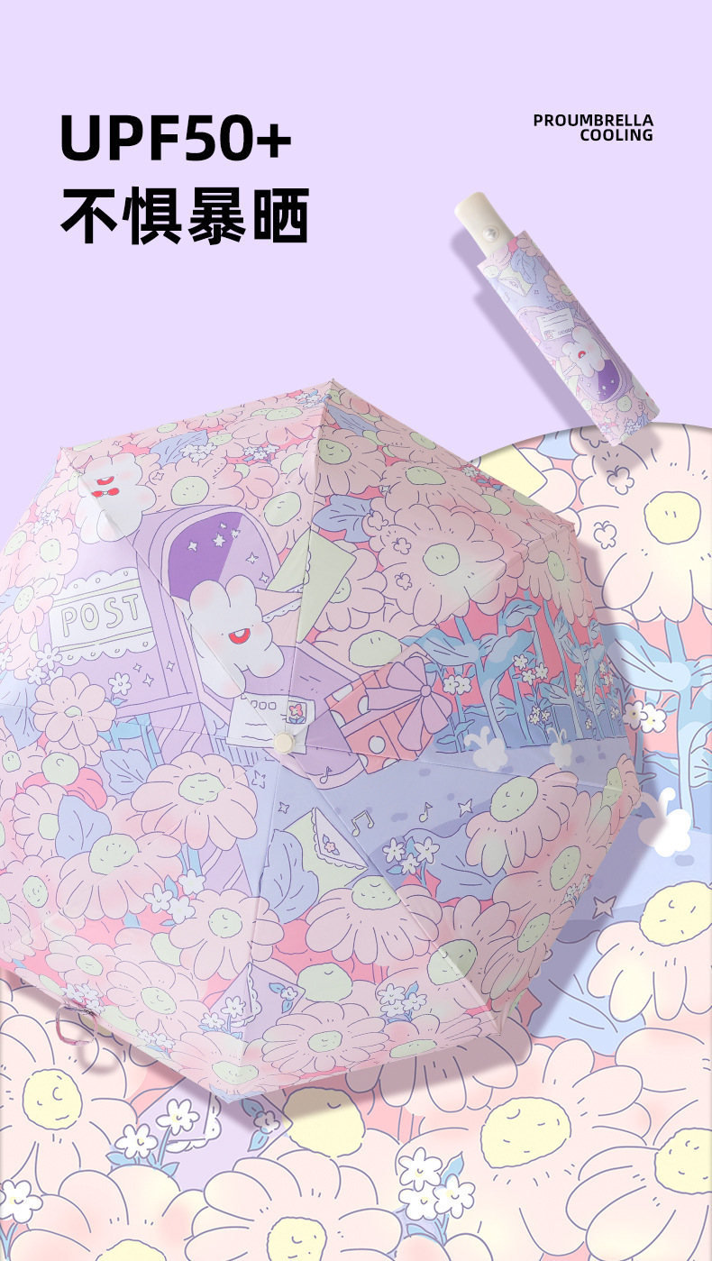伞手动小马卡通儿童雨伞高颜值新款马卡龙女遮阳伞晴雨两用防晒伞详情1