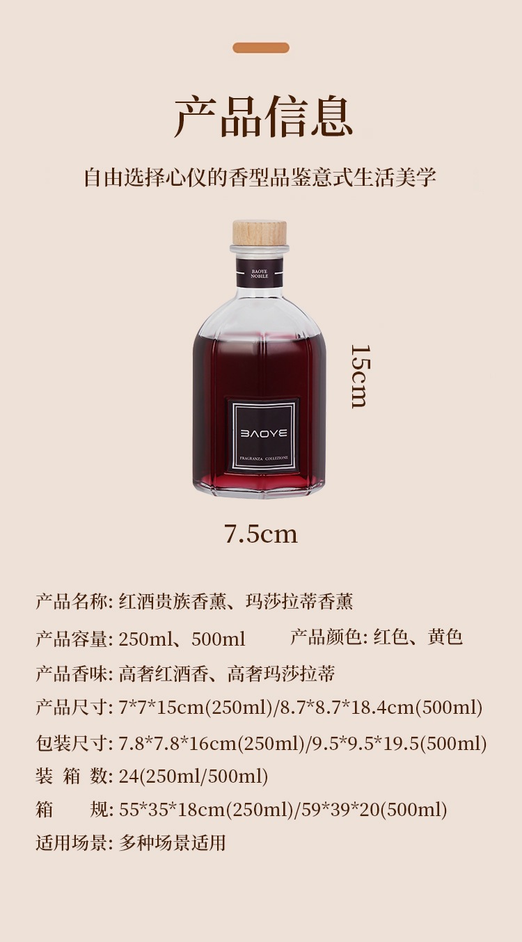 Baoye brand red wine, noble Italian household flameless fragrance, long-lasting hotel Maserati aromatherapy souvenir pic 11