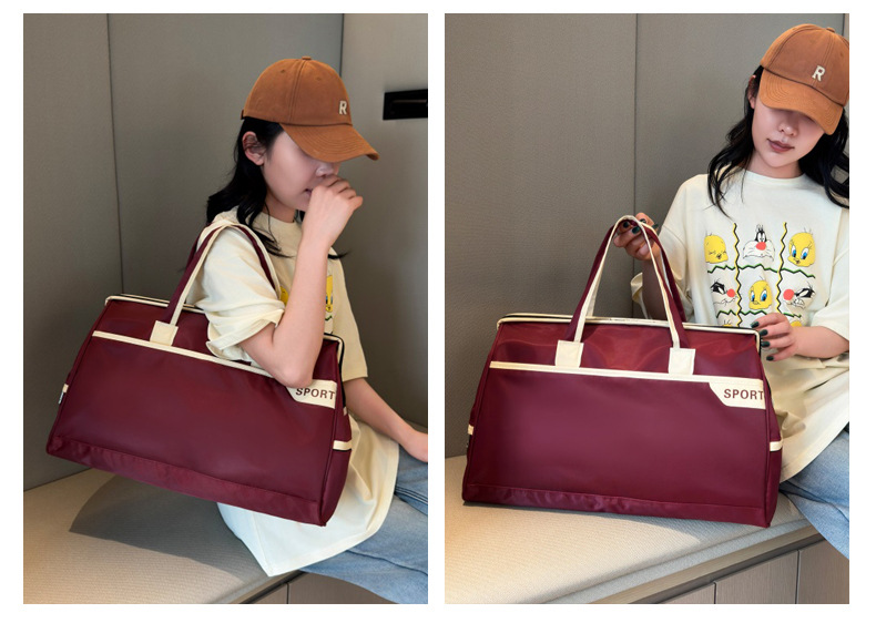 新款简约通勤手提旅行包牛津布加厚耐用运动健身包出差行李收纳袋详情40