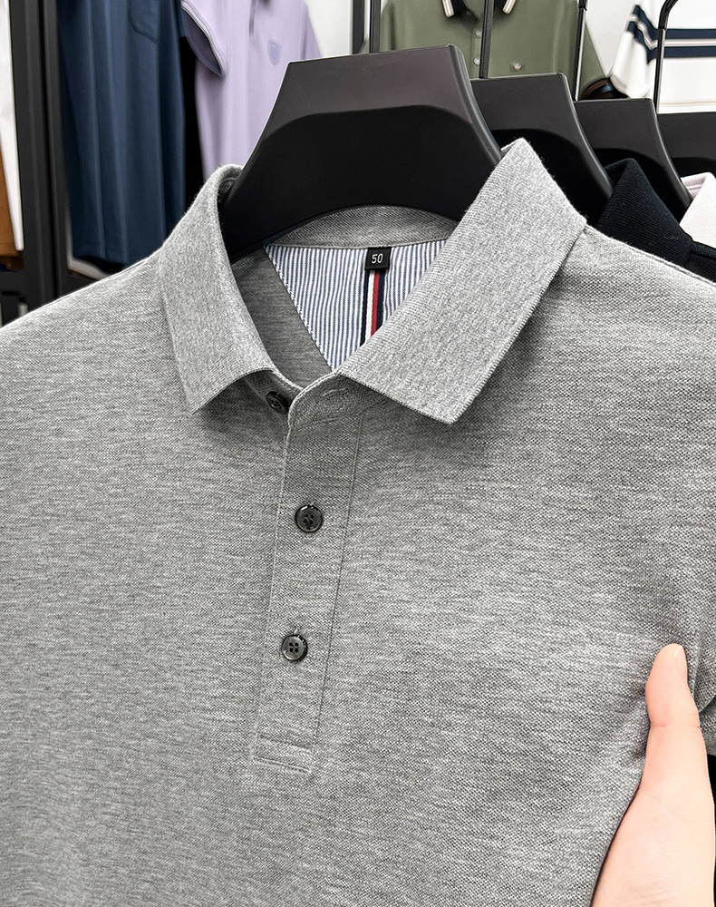 细珠地纯棉polo衫短袖男夏季新款中年纯色商务休闲翻领男士t恤详情33