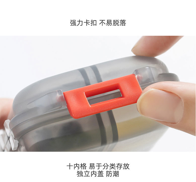 Cross-border double-layer small medicine box, packaging box, portable pill box, transparent 10-compartment sealed medicine storage box pic 8