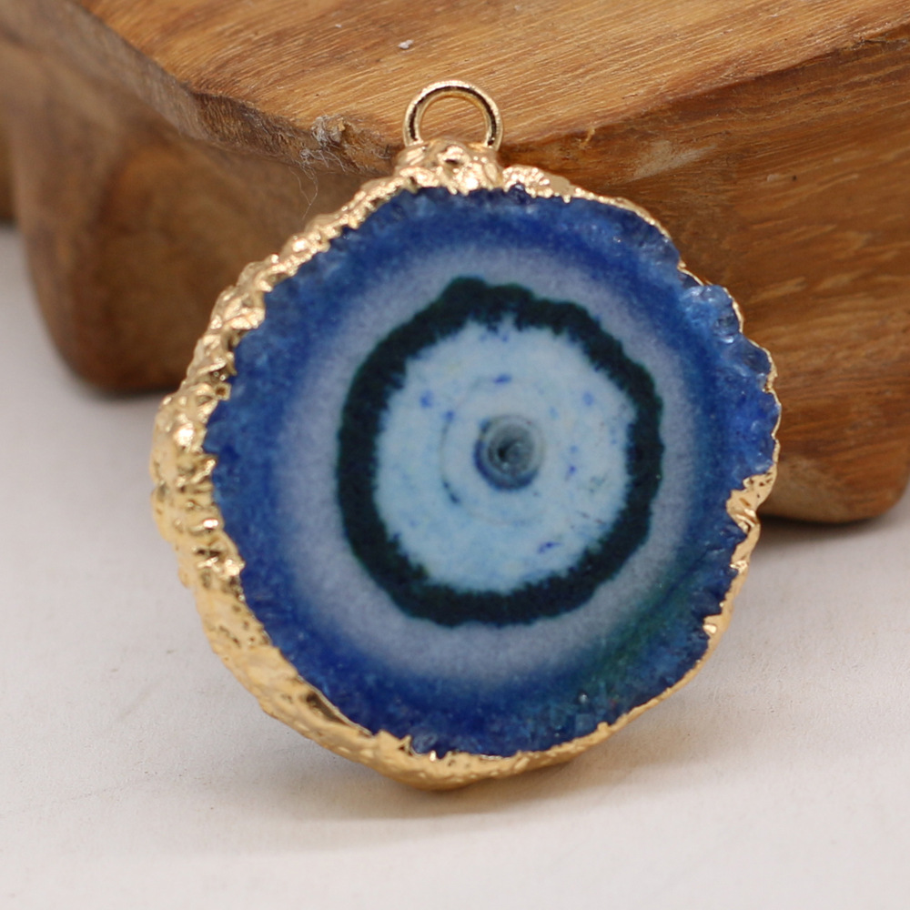 跨境天然不规则圆形玛瑙吊坠DIY饰品配件手工耳环项链制作批发详情33