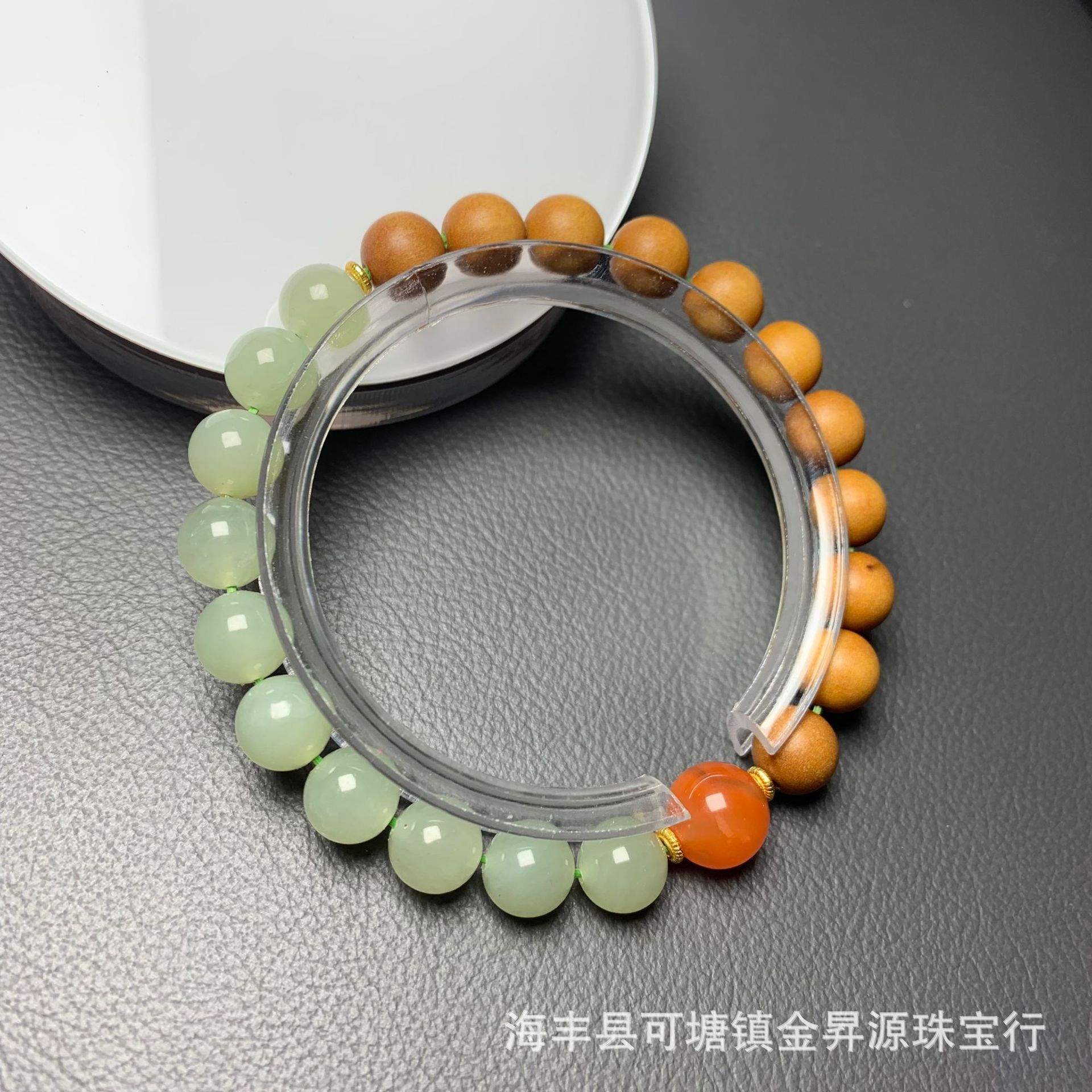 天然和田玉手链搭配南红檀木手串文玩串珠设计原创批发直播简约款详情4